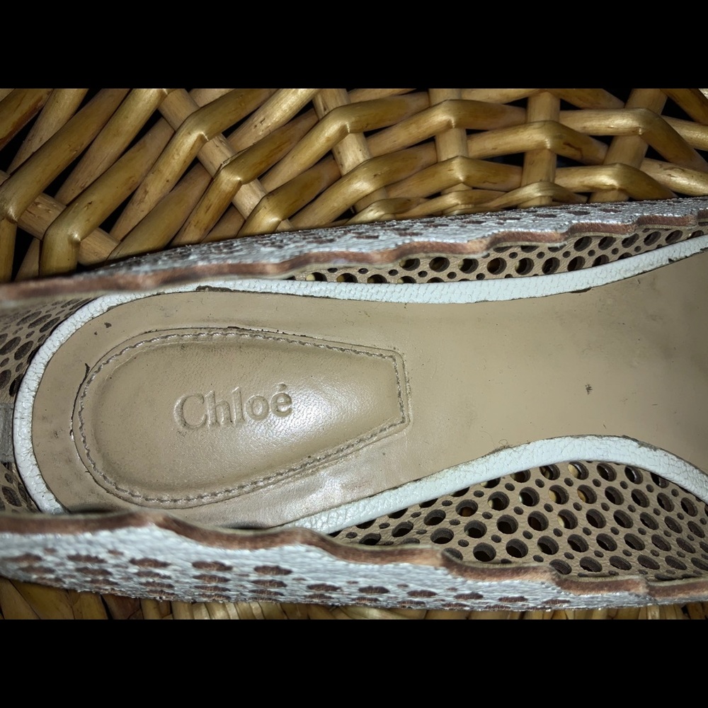 Chloé Lauren Ballet Flats White Perforated Leather - Picture 7 of 7